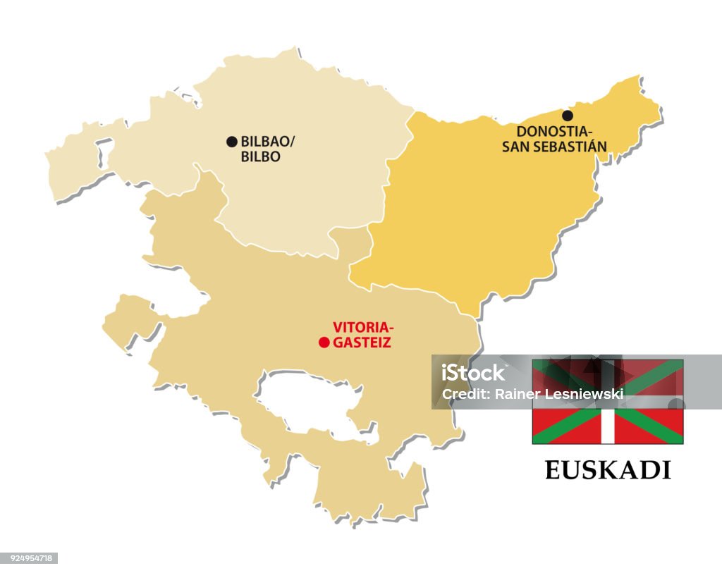 Basque Europe Map Simple Basque Administrative Map With Flag Stock Illustration ...