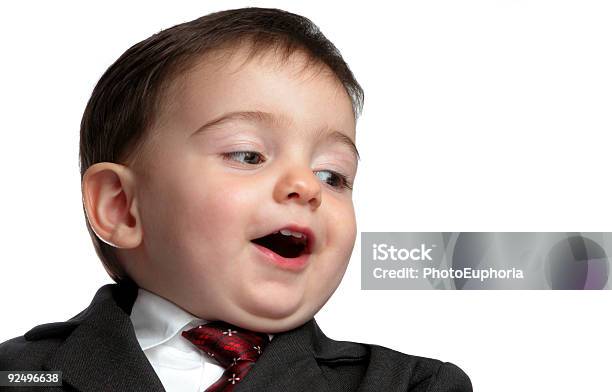 Baby Boy In Anzug Mit Lustigen Ausdruck Stockfoto und mehr Bilder von Anzug - Anzug, Aufregung, Elegante Kleidung