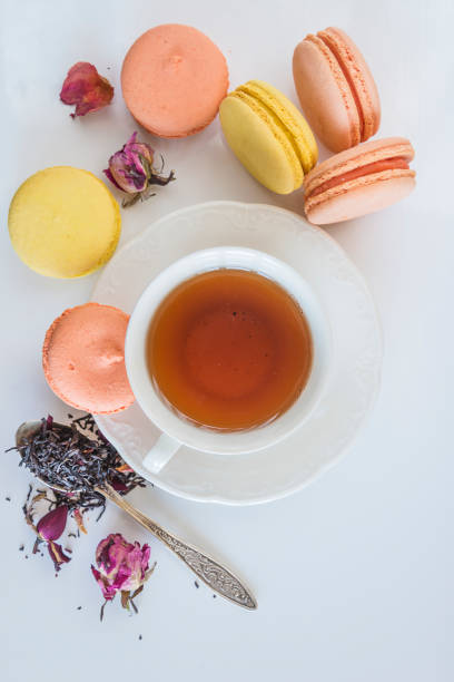 istock Tea time with french macaroons 924967952