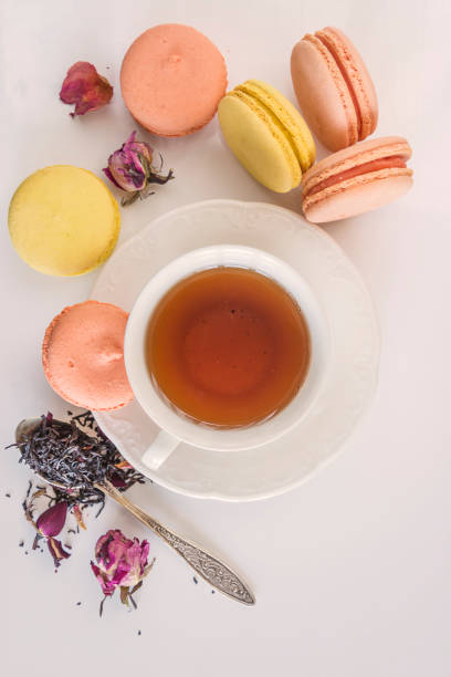 istock Tea time with french macaroons 924967956