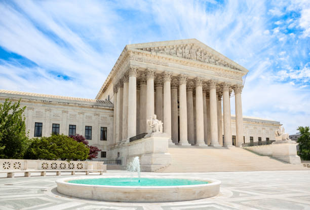 US Supreme Court Building Exterior of the United States Supreme Court building in Washington, DC us supreme court stock pictures, royalty-free photos & images