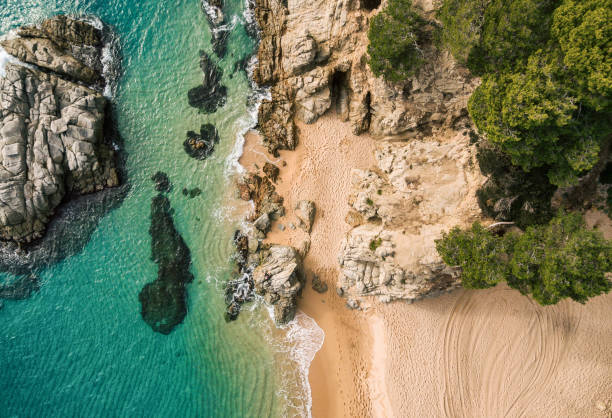 Aerial views of the Costa Brava in Spain. Photographs taken by a drone stock photo