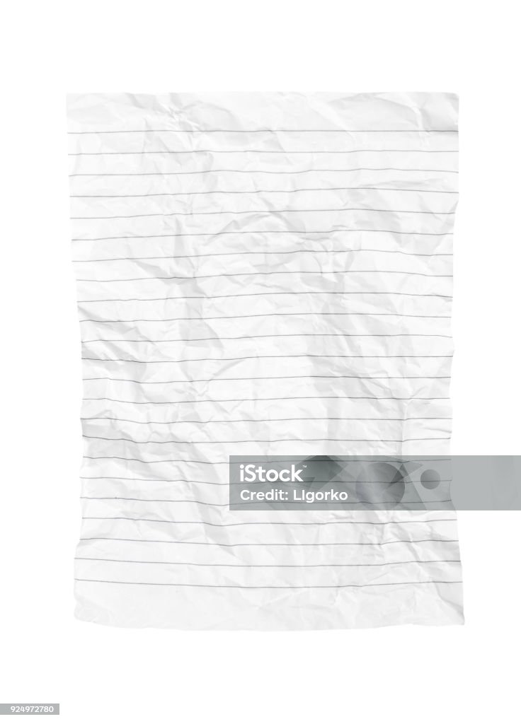 Empty Note Crumpled Crumpled Notepad Sheet Isolated On White Stock Photo - Download Image ...