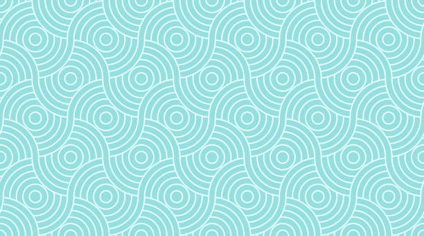 ilustrações, clipart, desenhos animados e ícones de padrão sem emenda círculo geométrico abstrato onda listra verde aqua dois tom cores de fundo e linha. - bubble seamless pattern backgrounds