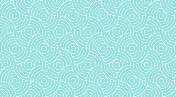 Vector illustration of Pattern seamless circle geometric abstract wave background stripe green aqua two tone colors and line.