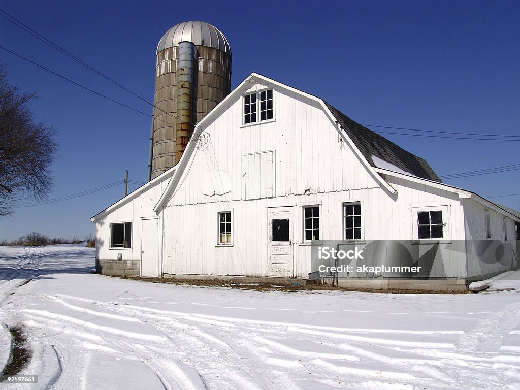 Weg zu einem weißen Minnesota Barn - Lizenzfrei Agrarbetrieb Stock-Foto