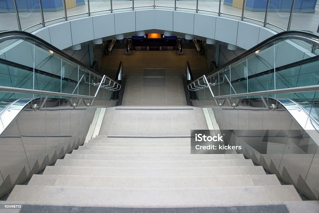 Escalator in subway station, symmetric  Long Stock Photo