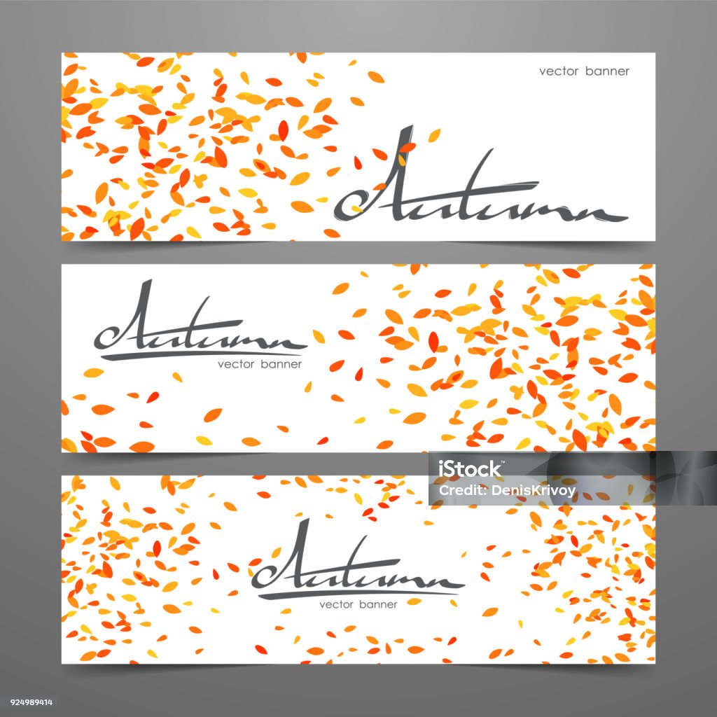 Three abstract template design of web banner with handwritten lettering of Autumn and leaf fall. Vector illustration: Three abstract template design of web banner with handwritten lettering of Autumn and leaf fall. Abstract stock vector