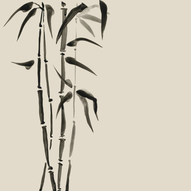 istock Bamboo in Japanese style. Watercolor hand painting illustration 924991190