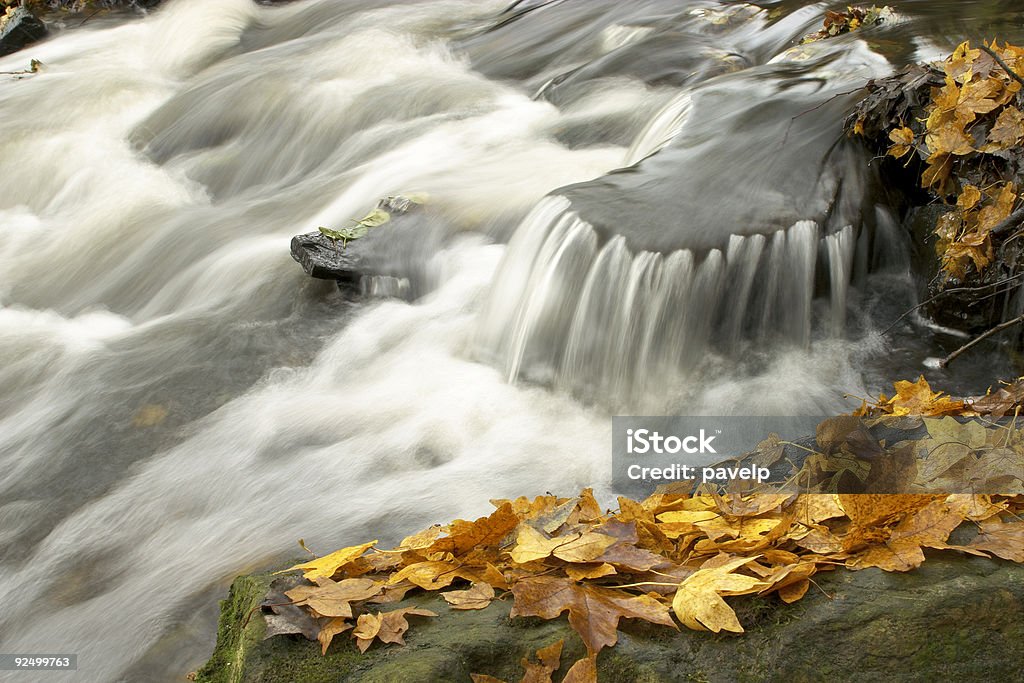 Herbst Blätter und Wasser Rapids - Lizenzfrei Bach Stock-Foto