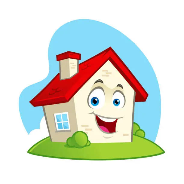 Vector illustration of Funny house character
