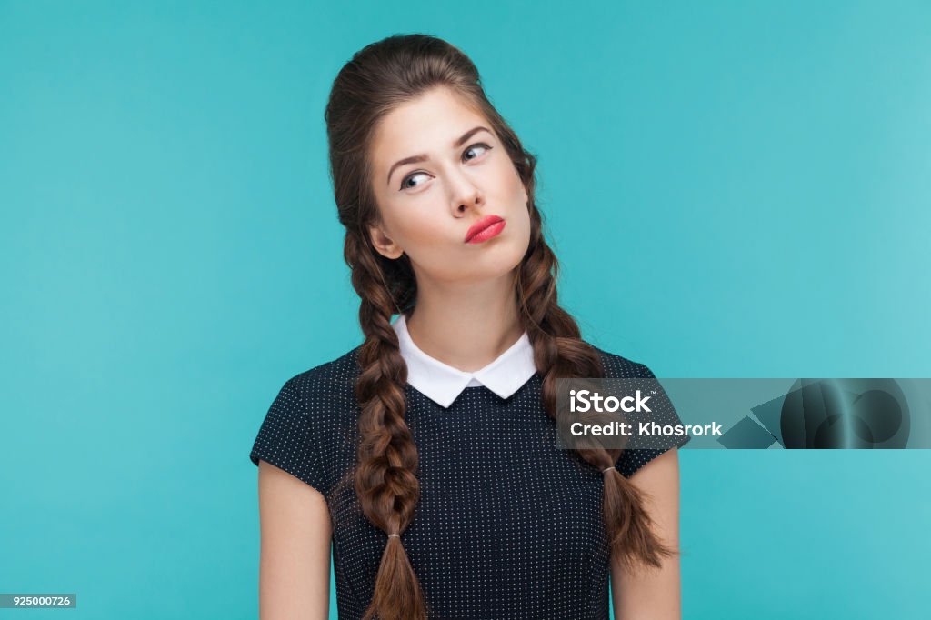 Closeup Portrait nachdenkliche Frau blickte. - Lizenzfrei Fragen Stock-Foto