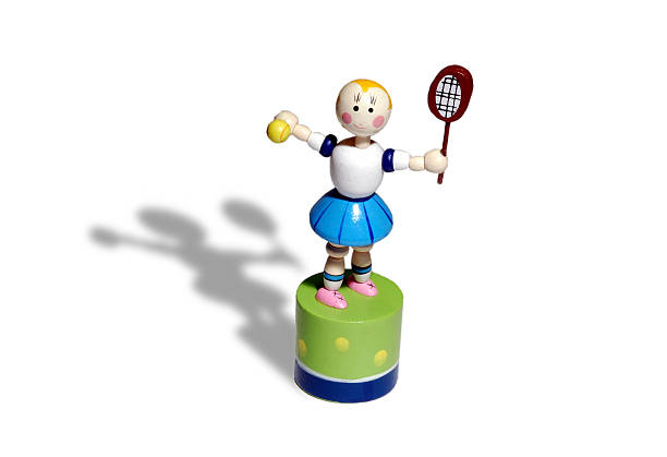 木製の人形テニスアクティビティー - tennis serving playing women ストックフォトと画像