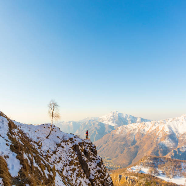 Hiker wandering on the high mountains