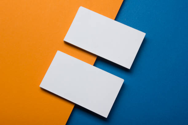 istock Business cards Mockup on color background. Flat Lay. copy space for text 925008436