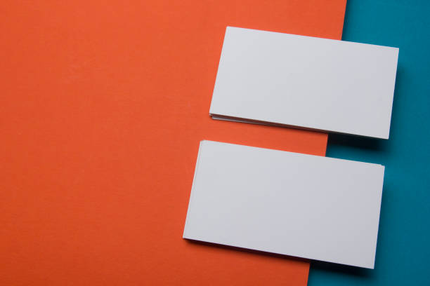istock Business cards Mockup on color background. Flat Lay. copy space for text 925008540
