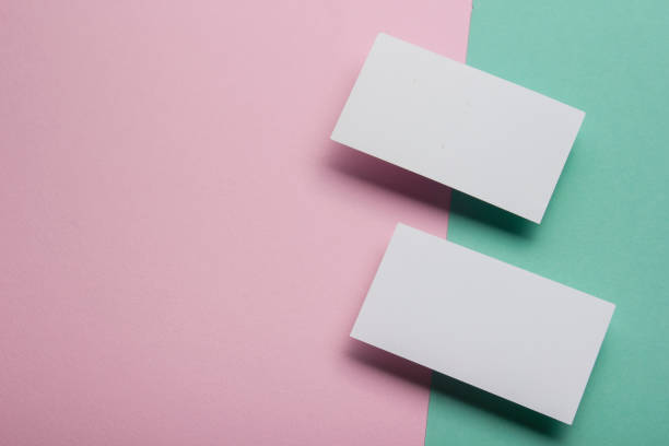 istock Business cards Mockup on color background. Flat Lay. copy space for text 925008644