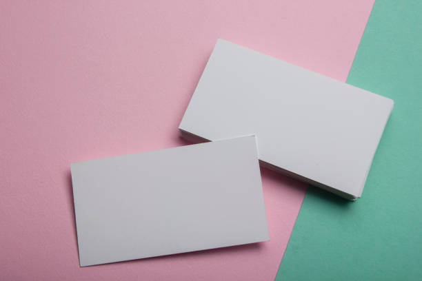 istock Business cards Mockup on color background. Flat Lay. copy space for text 925008690
