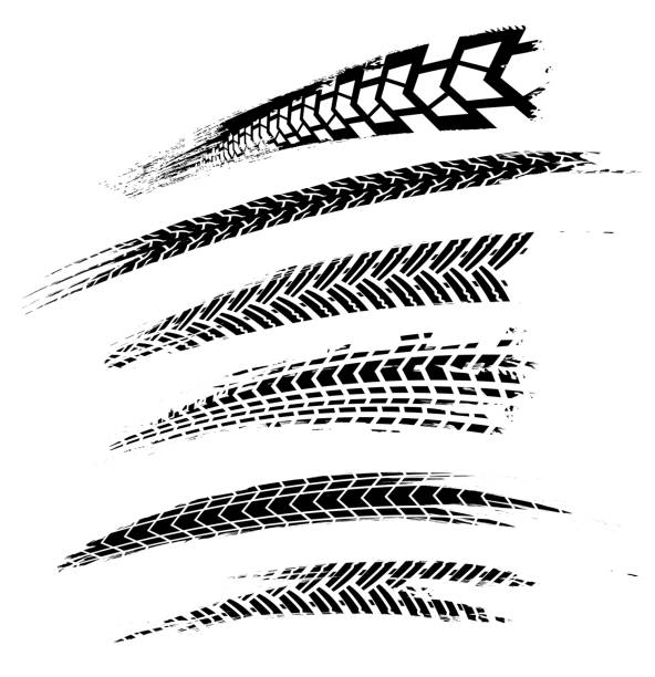 koła o oponach elements-01 - tire track tire track pattern stock illustrations