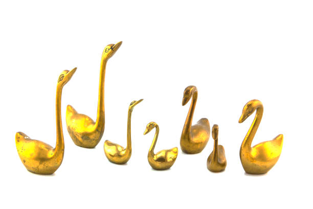 istock Brass Swan isolated on white background. 925014032