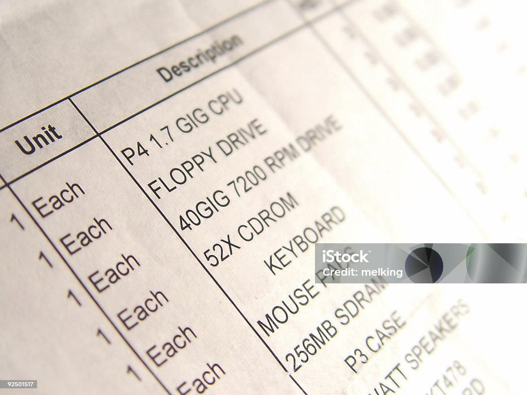 Computer Invoice Abstract Computer Invoice, which is overexposed Abstract Stock Photo