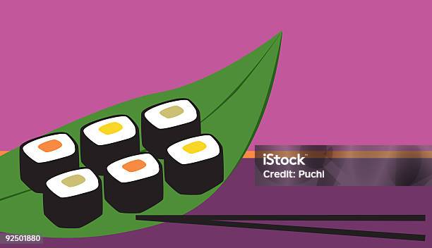Sushi Na Liść - Stockowe grafiki wektorowe i więcej obrazów Azja - Azja, Bez ludzi, Biznes
