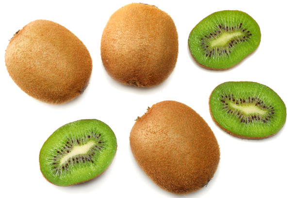 istock Slices kiwi fruit isolated on white background top view 925021218