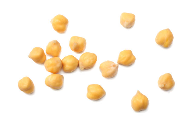 istock chickpeas isolated on white background. top view 925021474