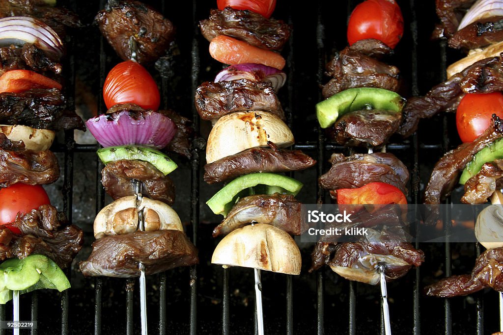 top view of BBQ sticks  Barbecue Grill Stock Photo