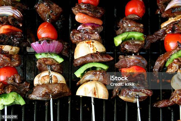 Top View Of Bbq Sticks Stock Photo - Download Image Now - Barbecue Grill, Grilled, Natural Gas