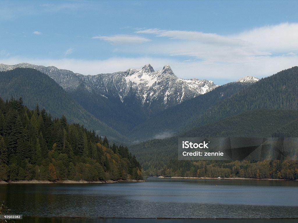 First Snow On The Lions  Vancouver - Canada Stock Photo