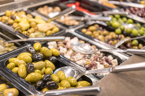 Black and Green Bella de Cerignola Olives from above