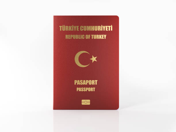 istock Red Turkish Passport On White Background 925025410