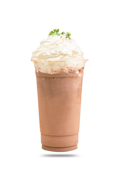 istock Cold cocoa with whipped cream isolated white background. 925028902