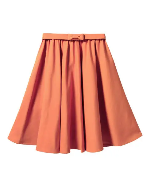 Orange elegant skirt with ribbon bow isolated on white