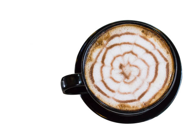 istock latte coffee in cup black color isolated white background. 925035968