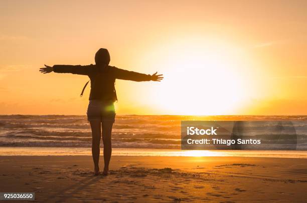 Woman Looking At The Horizon Stock Photo - Download Image Now - Gratitude, Change, Love - Emotion