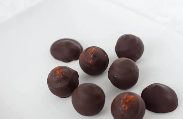 close up of handmade truffle chocolates