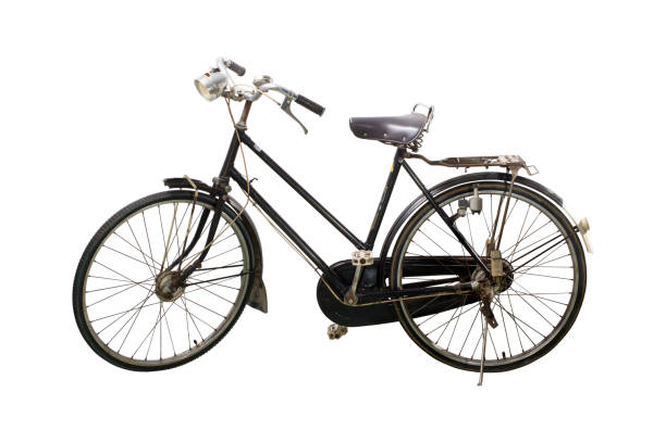 istock Vintage rusted bicycle isolated white background 925041176