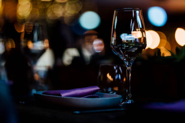 istock Luxury table settings for fine dining with and glassware, beautiful blurred  background. For events, weddings. 925044254