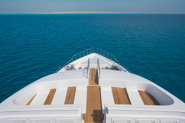 istock View over the bow over a large luxury motor yacht 925044426