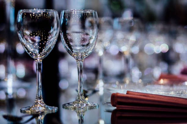 istock Luxury table settings for fine dining with and glassware, beautiful blurred  background. For events, weddings. 925047762