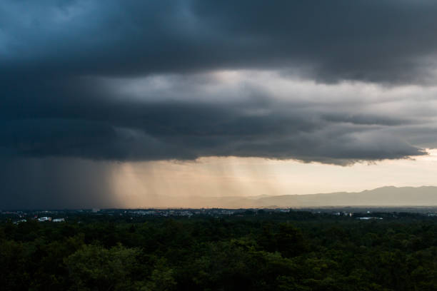 istock Rain clouds and gloomy sky in black and white 925048466