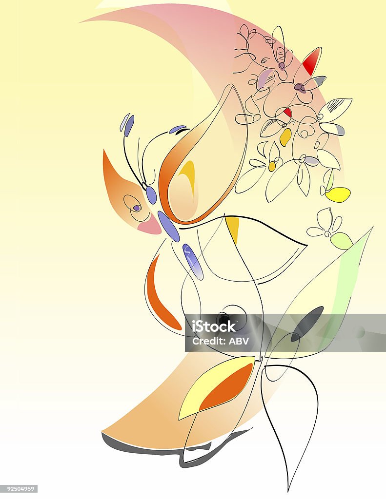 Flores de Primavera de arte Digital e insectos - Royalty-free Abstrato Ilustração de stock
