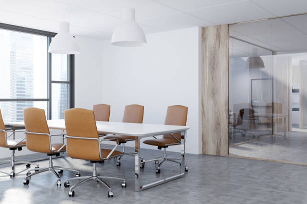 istock White and glass meeting room corner 925049774
