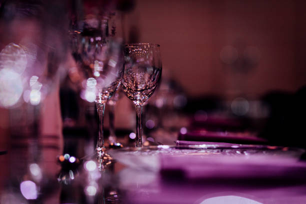 istock Luxury table settings for fine dining with and glassware, beautiful blurred  background. For events, weddings. 925051172