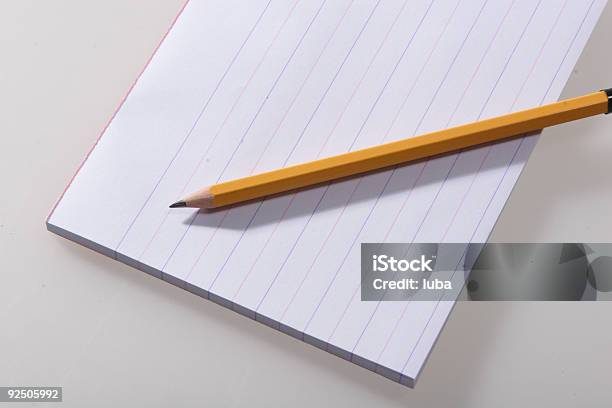 Pencil And Pad Paper Stock Photo - Download Image Now - Color Image, Education, Equipment