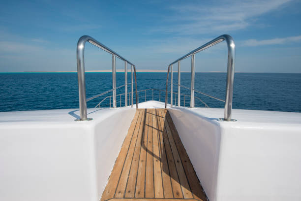 istock View over the bow over a large luxury motor yacht 925060392