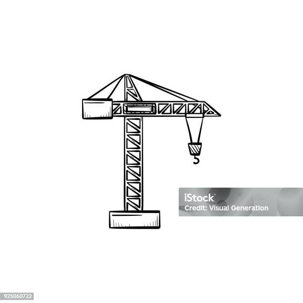 Construction Crane Hand Drawn Sketch Icon Stock Illustration - Download Image Now - Crane - Machinery, Sketch, Building Exterior