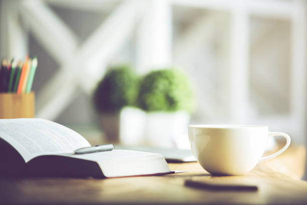 istock Desk top with coffee and supplies 925061286